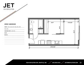 Open 1 Bedroom 407 floor plan